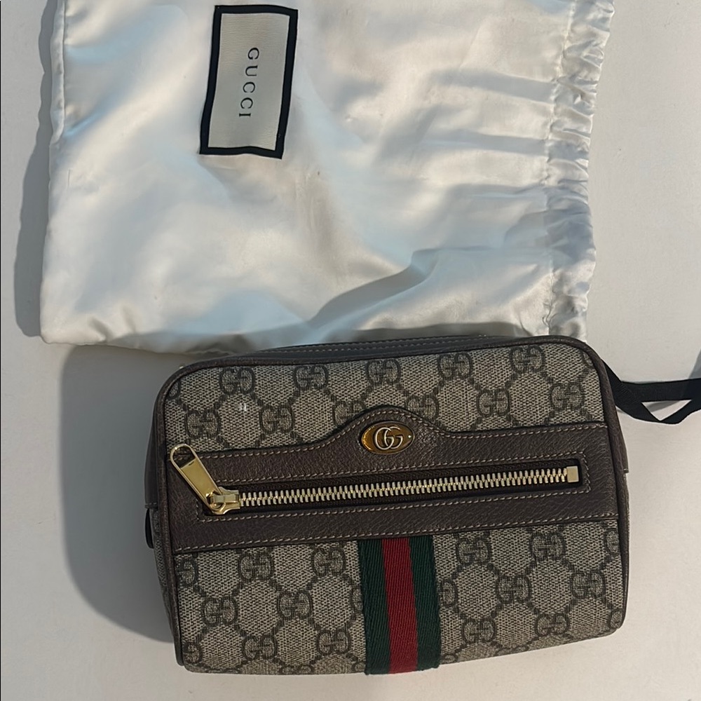 Gucci Monogram Canvas Bag with Gold Accents